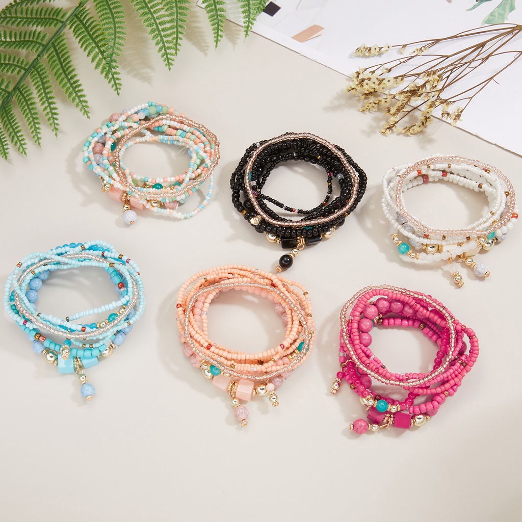 Set 8 vòng đeo tay RINHOO FRIENDSHIP chuỗi hạt phong cách boho thời trang cho nữ