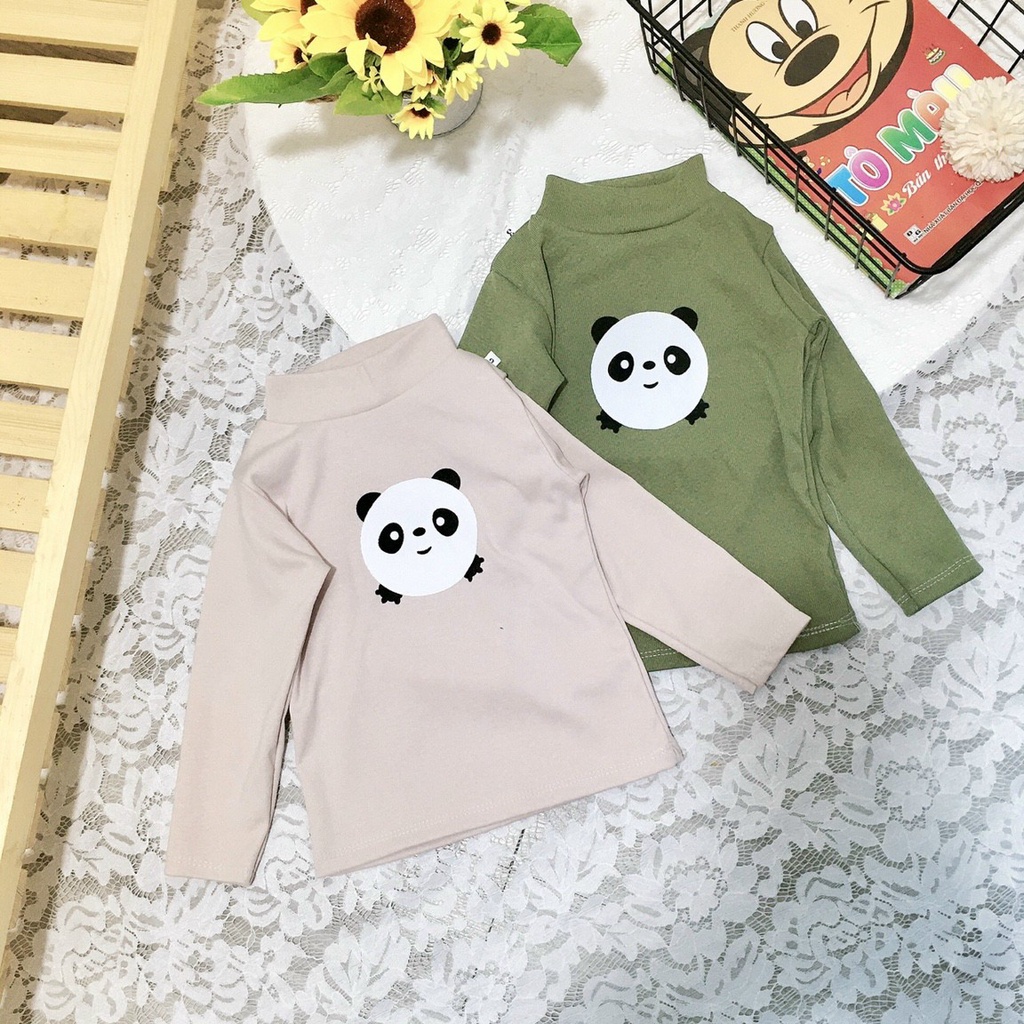 Áo cotton len tăm cổ 3 phân cho bé trai bé gái 7-18kg