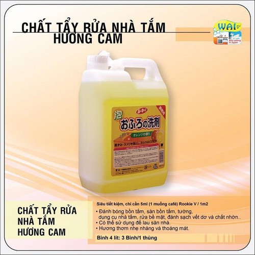 Nước Lau Sàn Nhà Wai Hương Cam Can 4L Nhật Bản