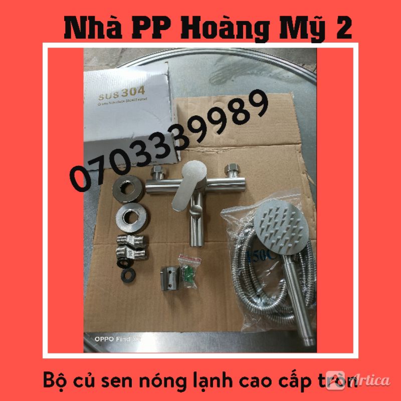 Bộ củ sen tắm nóng lạnh inox 304 - Thân trúc tròn - Vòi sen nóng lạnh