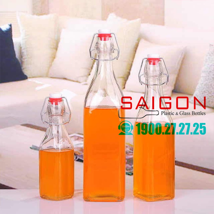 Chai Thủy Tinh Tròn Nắp Gài 250ml - 500ml - 1000ml | Tùy chọn Dung Tích