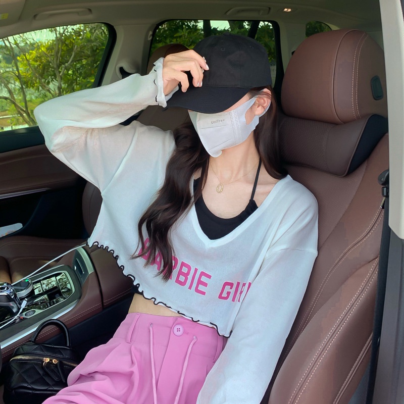 Set Áo Crt Nữ Dài Tay Kèm Áo Trong In Chữ Barbie Girl 2 Màu 🦋 - AO0157