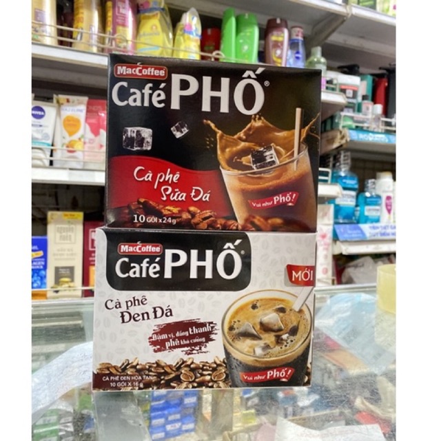 Cà phê Phố Sữa Đá/ Đen Đá hộp 10 gói x 24g