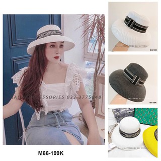 Mũ chuông cói cước đai chữ đen