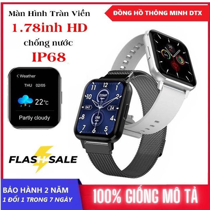 Đồng Hồ Thông Minh DTX - Thay hình nền, Màn hình cảm ứng full Viền, Pin cực trâu, chống nước IP68 , kết nối bluetooth