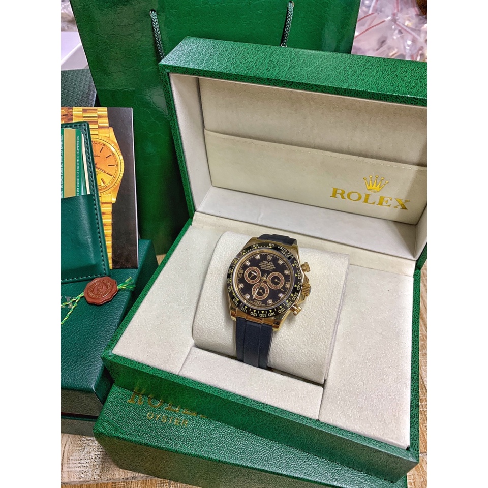 Đồng hồ nam Rolex mặt tròn đính viền đá sang trọng máy cơ cao cấp chống nước DH552 - Shop306