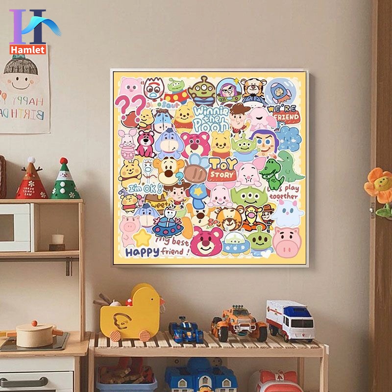 Bộ tranh sơn dầu acrylic Hamlet tô màu theo số hình Buzz Lightyear/ Strawberry Bear/ Crayon Shin-chan cỡ 40*40cm