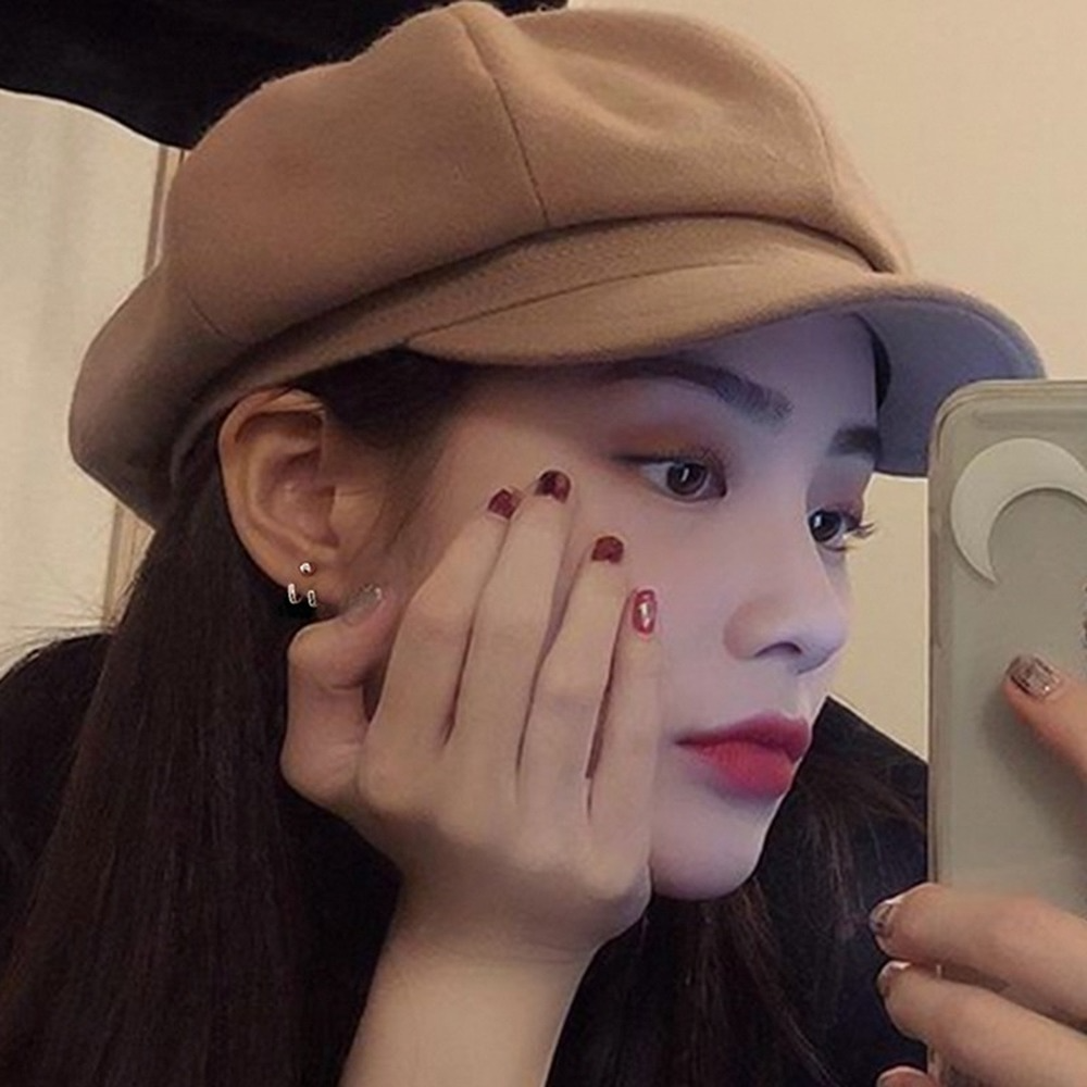 Hoa Tai Kim Loại Màu Bạc Thiết Kế Đơn Giản Cho Nữ