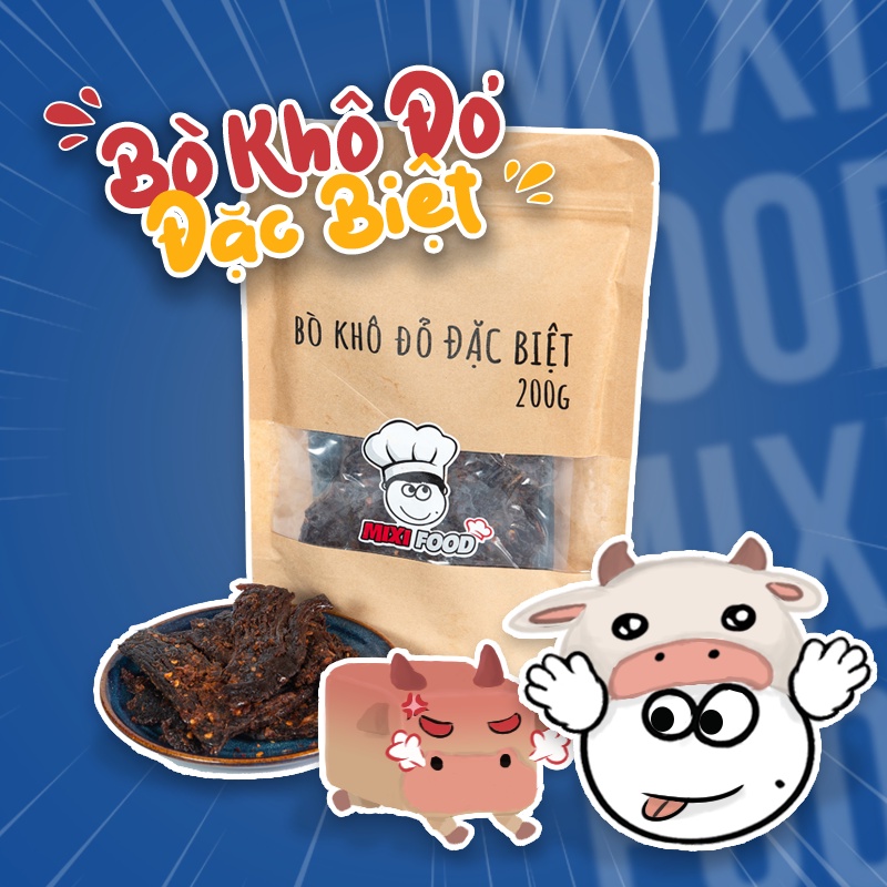 [HN - CHÍNH HÃNG] Bò khô đỏ đặc biệt, MIXIFOOD tuyệt phẩm thịt bò chất lượng cao, túi 200G SIÊU NGON - ĐẬM ĐÀ