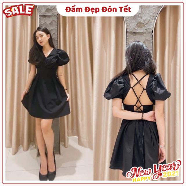 Đầm Trắng Ruen Dress váy xinh dự tiệc from chuẩn xếp li chéo trước ngực cổ V hở lưng đan dây chéo có mút ngực