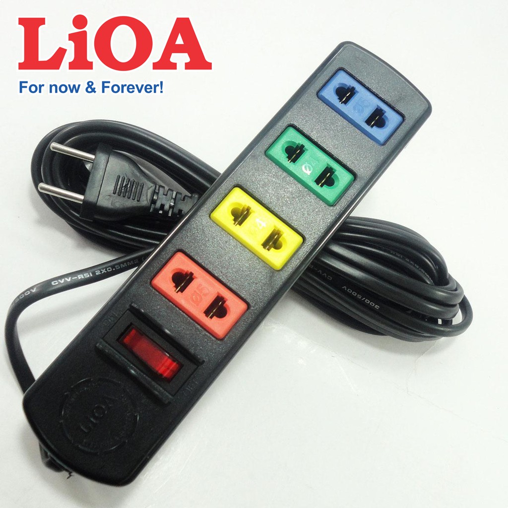 [CHÍNH HÃNG LIOA] Ổ cắm điện LIOA, 10 lỗ cắm, có công tắc, ~2000W, dây dài 3m/5m, mã: 4DN6S