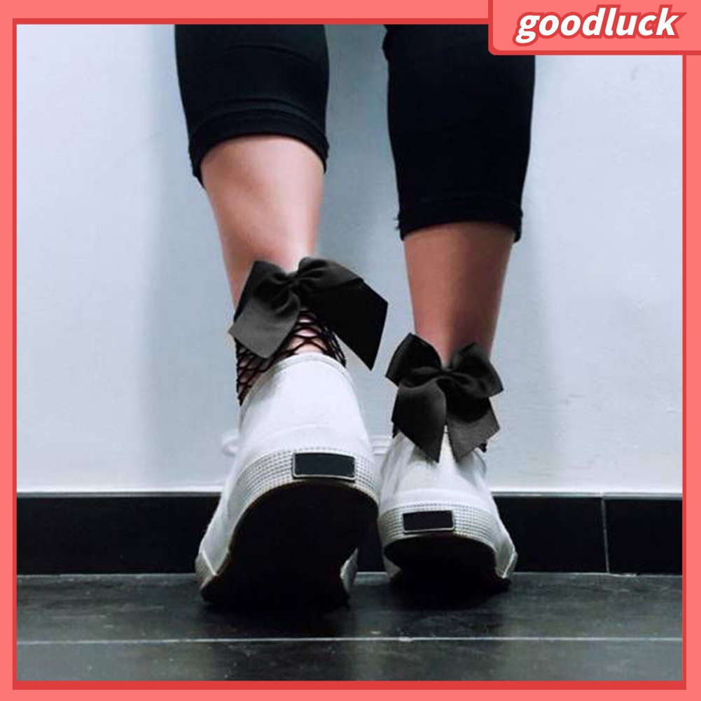 Đôi Tất Lưới Màu Trơn Trang Trí Ren Xinh Xắn Cho Nữ