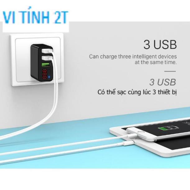 Cóc sạc 3 cổng usb 3.0A hoco C15 chính hãng 100%