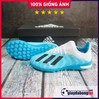 Giày đá bóng trẻ em X19.1 TF xanh nhạt trắng | Da vải mềm nhẹ, chống nước tốt, đế xốp êm chân, giá rẻ chất lượng