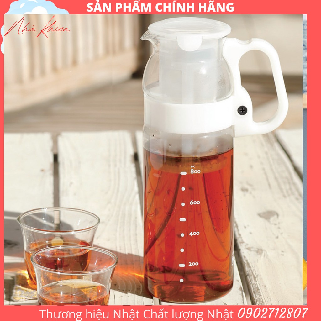 Bình nước thủy tinh Iwaki 1,3L tay cầm trắng THƯƠNG HIỆU NHẬT- CHẤT LƯỢNG NHẬT
