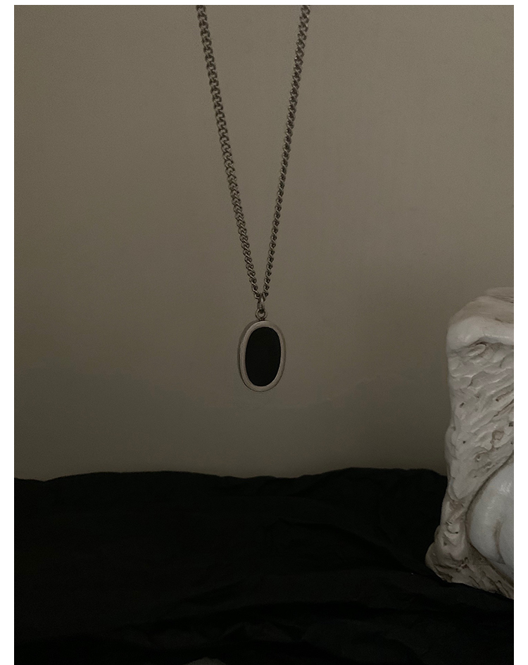 Dây Chuyền Thép Titan Mặt Oval Thời Trang Đường Phố Hip Hop Cá Tính Dành Cho Nam 22661