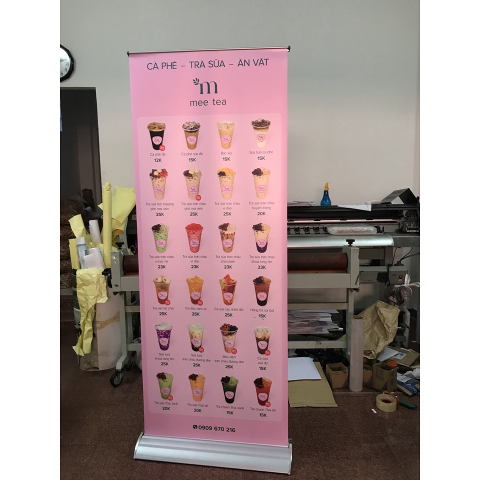 STANDEE CUỐN HÀO HOA 80x200 CM MỘT MẶT ĐẾ NHỰA