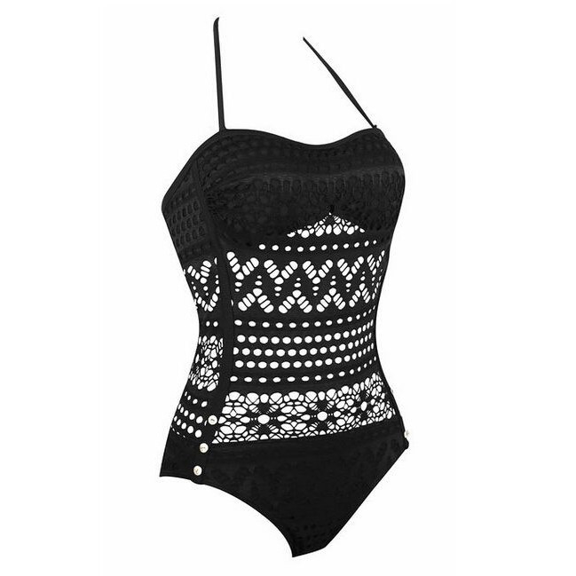 Bộ bikini áo liền quần phối hai dây kiểu ren xinh xắn thích hợp đi bơi/ đi biển dành cho nữ