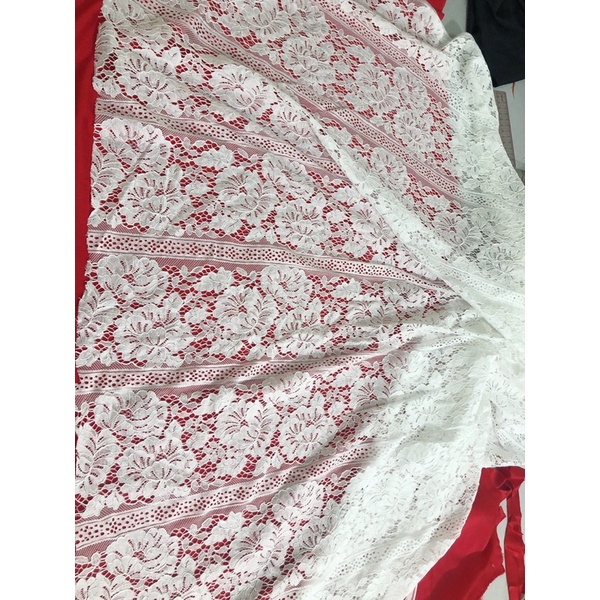 Ren Trắng cao cấp RMD0671205-3 khổ 1,5 may đầm cưới, ren thời trang, ren trang trí