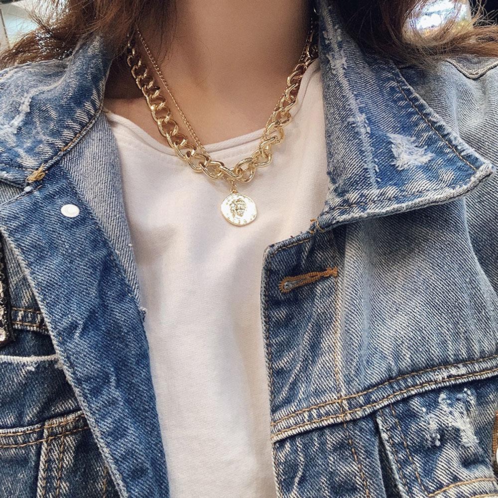 Vòng Cổ Choker Hai Lớp Mặt Đồng Xu Thời Trang Dành Cho Nữ