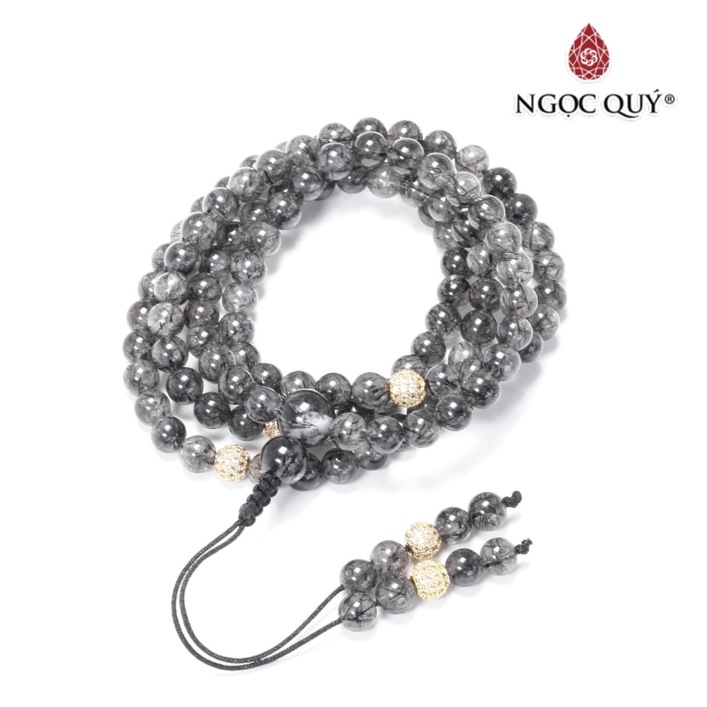 Vòng chuỗi 108 hạt thạch anh tóc đen - Ngọc Quý