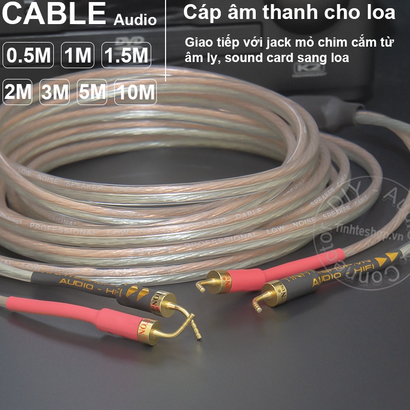 Dây loa jack mỏ chim 1 vế DIY 0.5 đến 10 mét - Speaker cables for amplifiers and speakers with built-in jacks