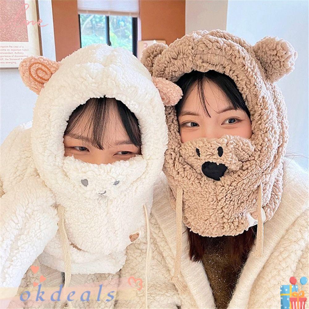 Mũ Beanie Tai Gấu Chắn Gió Giữ Ấm Mùa Đông