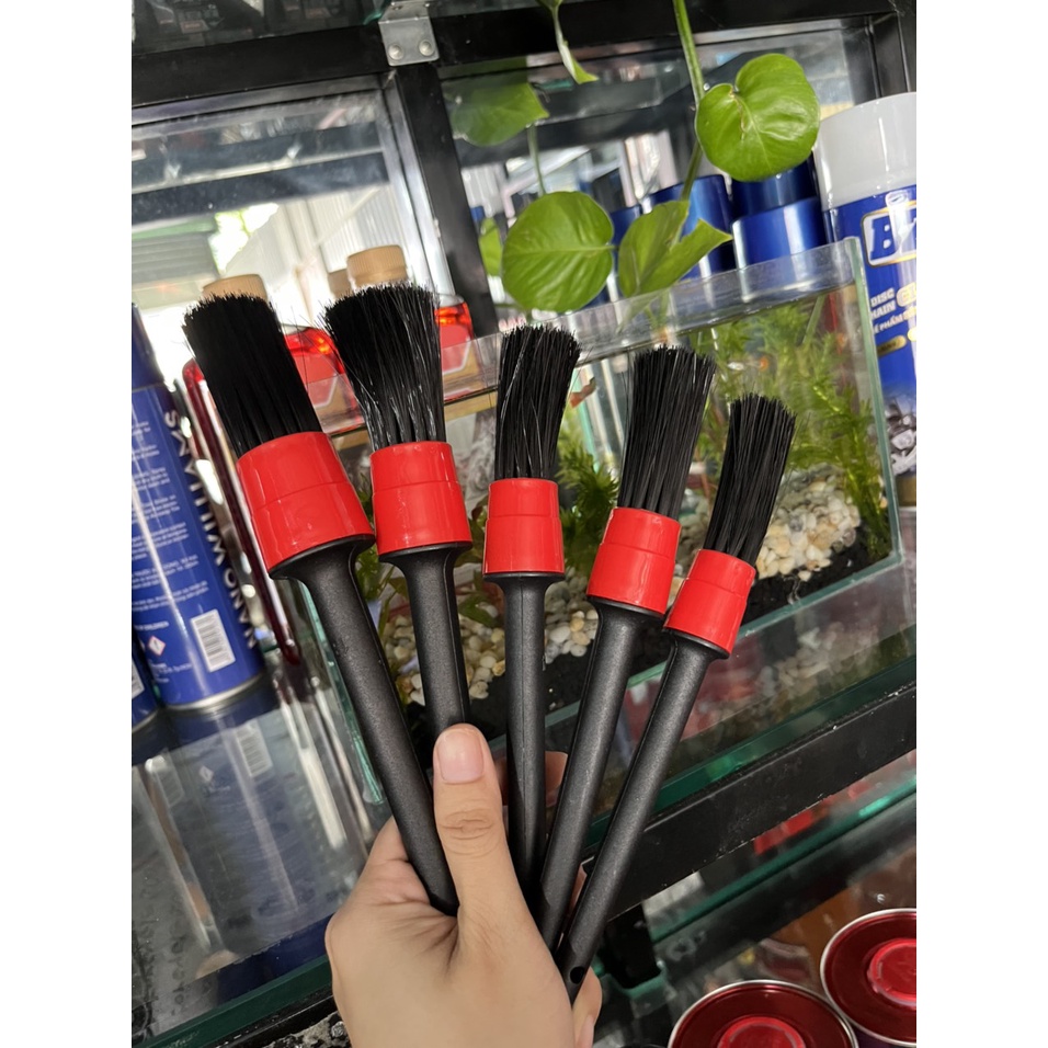 Bộ 5 Cây Chổi Cọ 5 Kích Thước Vệ Sinh Xe Máy Ô Tô, Cọ Rửa Xe Chi Tiết Khoang Máy, Mâm Xe, Nội Thất
