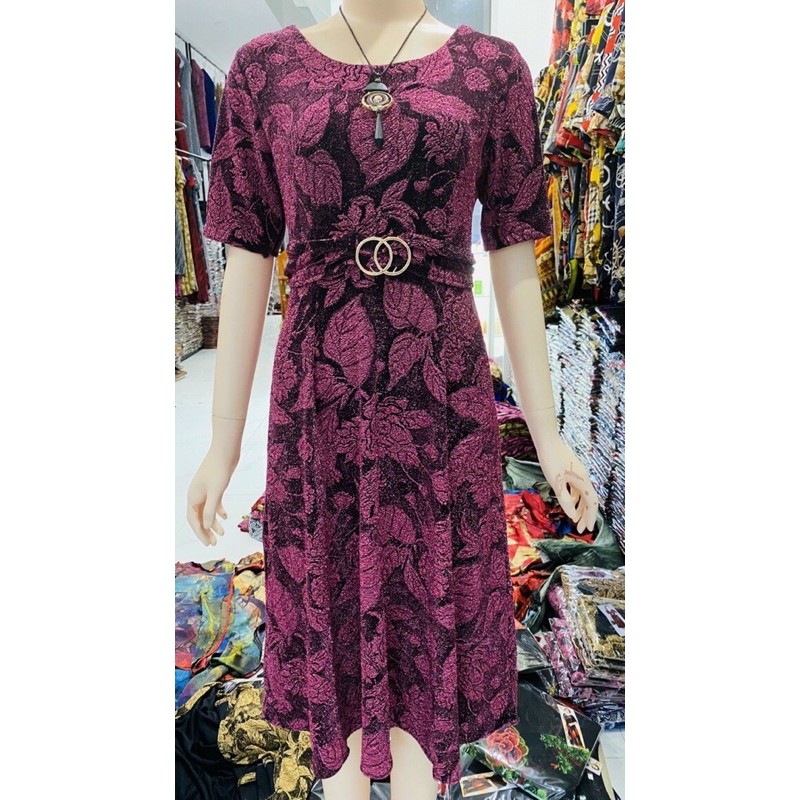 Đầm dự tiệc trung niên thun kim sa
