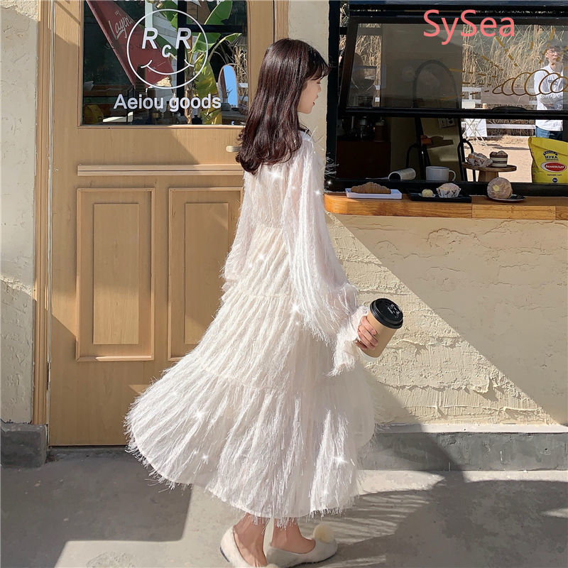 Đầm Tay Dài Xinh Xắn Theo Phong Cách Hàn Quốc Dành Cho Nữ
