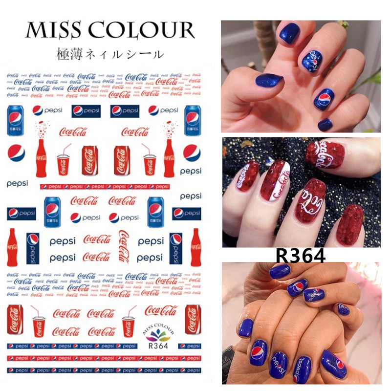 Sticker 3D - Hình dán móng pepsi coca R364
