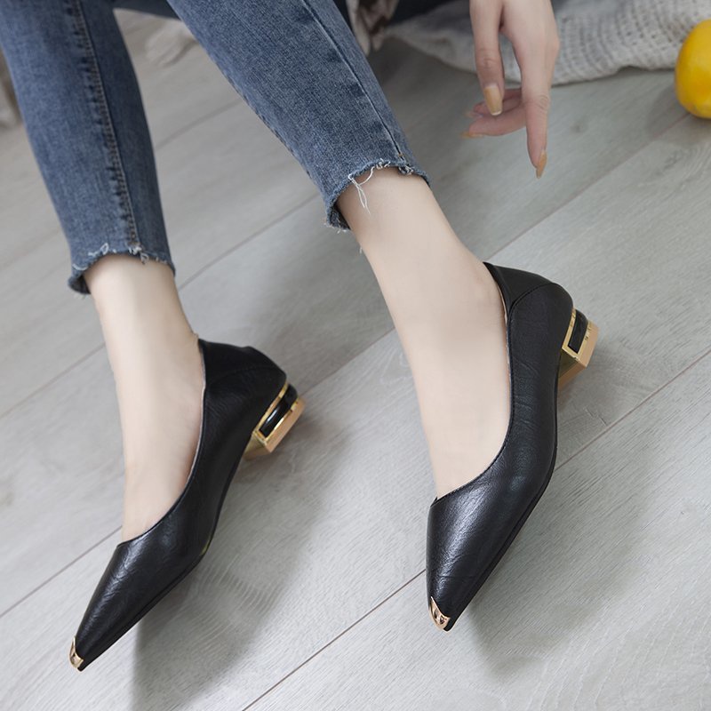 Giày cao gót mũi nhọn màu trơn thời trang Hàn Quốc cho nữ