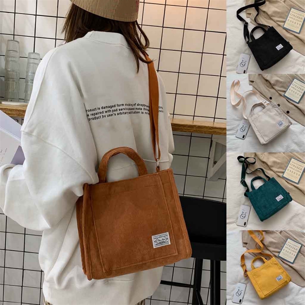 Túi Đeo Vai / Đeo Chéo Cỡ Nhỏ Vải Nhung Cotton Có Khóa Kéo Kiểu Vintage Thời Trang Cho Nữ