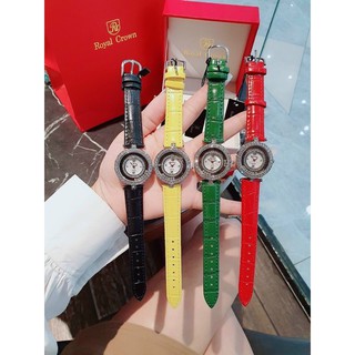 Đồng hồ dây da RoyalCroVV032 nữ đính đá tổng 4 màu