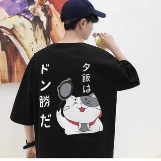 [Ảnh thật] Áo thun tay lỡ cotton mèo nhật [ áo thun tay lỡ unisex nam nữ mặc được]