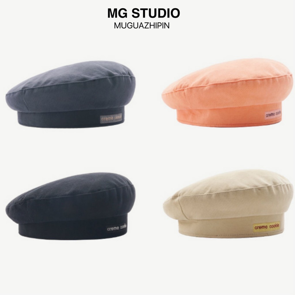 Mũ beret MG STUDIO thêu họa tiết chữ Creme Cookie dễ thương