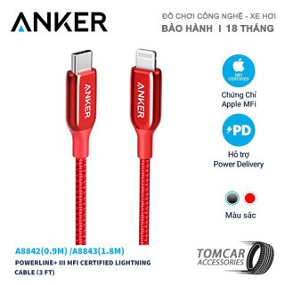 Dây cáp dù sạc nhanh pd anker a8843 powerline iii type c to lighting cho iphone ipad ip 6 7 8 plus x xs max 11 12 pro