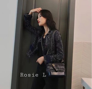 Áo dạ tweed xanh