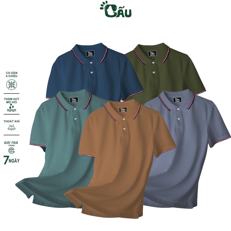 Áo thun Polo GẤU 194 Cá Sấu Viền Cổ Unisex vải cá sấu Poly co dãn 4 chiều dày dặn form gerular fit - GĐ 3 SỌC