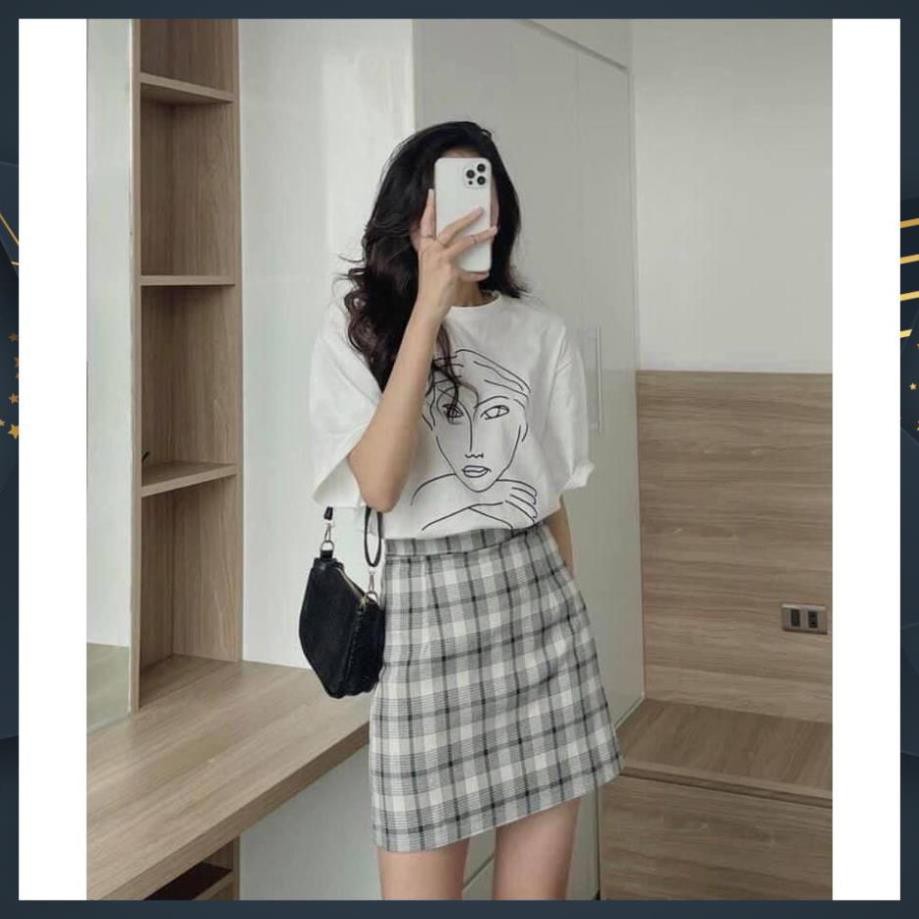 [Free Ship] Set Đồ Nữ, Set Áo Thun Trắng Mix Chân Váy Kẻ Caro Siêu Xinh Hàng Loại 1 | BigBuy360 - bigbuy360.vn