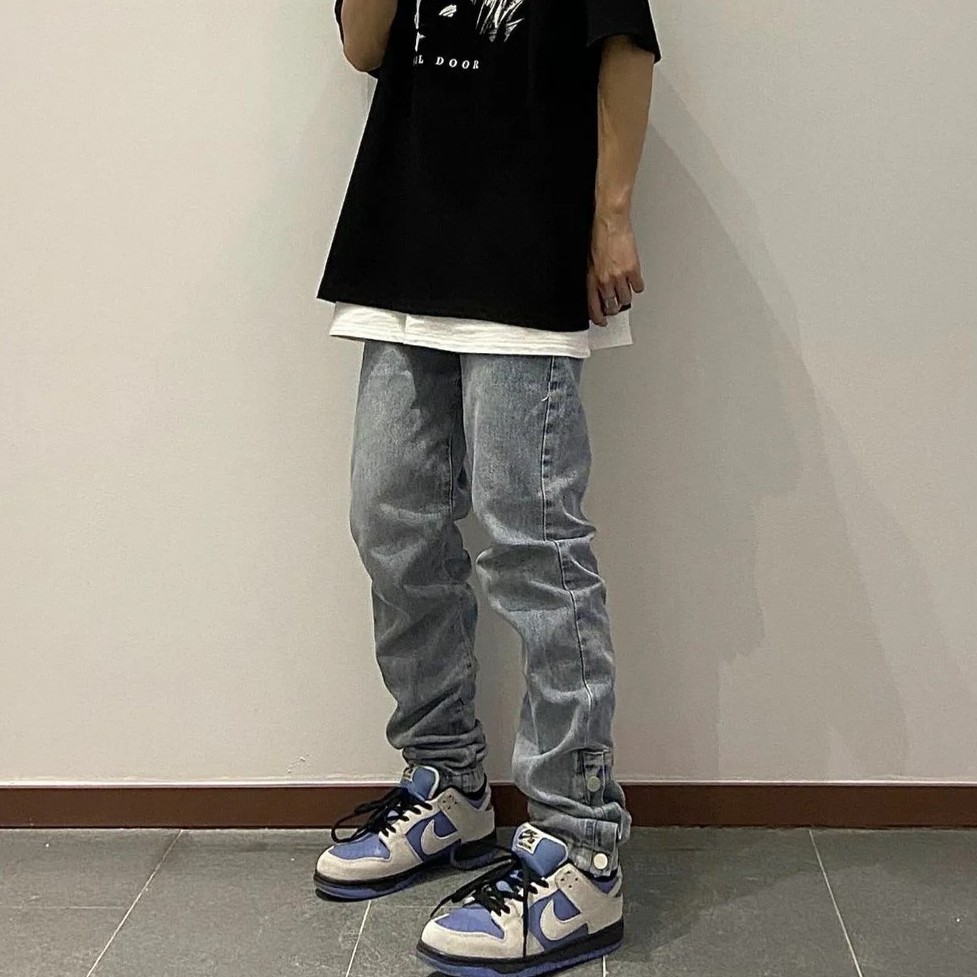 Quần jean unisex kèm cúc bấm siêu chất (ảnh thật) | BigBuy360 - bigbuy360.vn