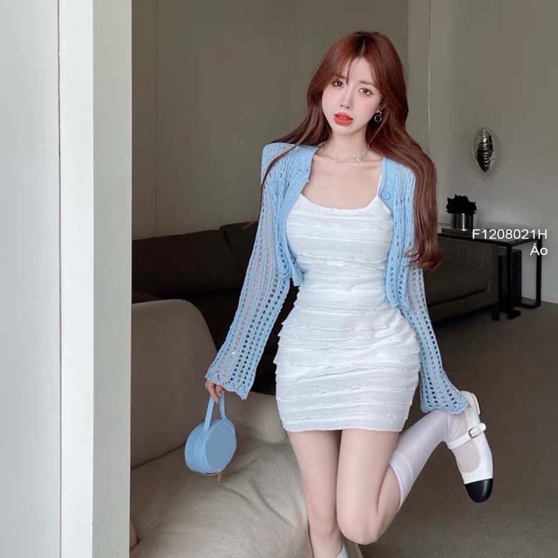 Áo Len lưới lỗ dài tay gài nút TT1208