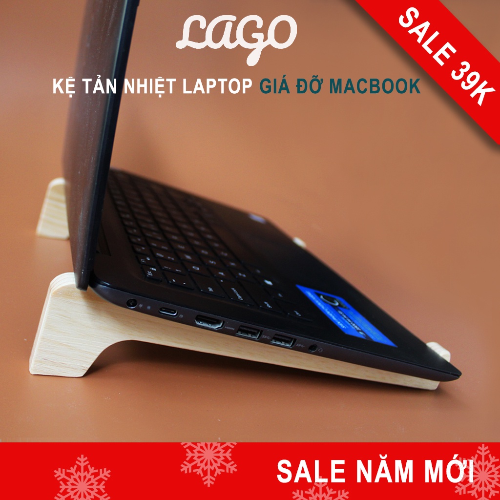 Giá đỡ laptop gỗ, kệ laptop gỗ để bàn tản nhiệt Lago giá đỡ máy tính cất gọn đỡ laptop 15 6 inch