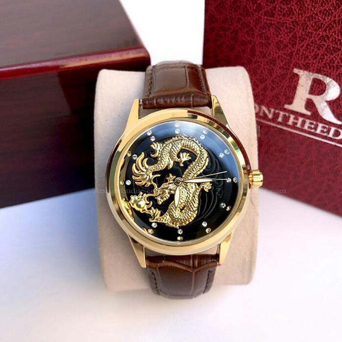 Đồng hồ rồng nam tivise mặt dây da chay pin
