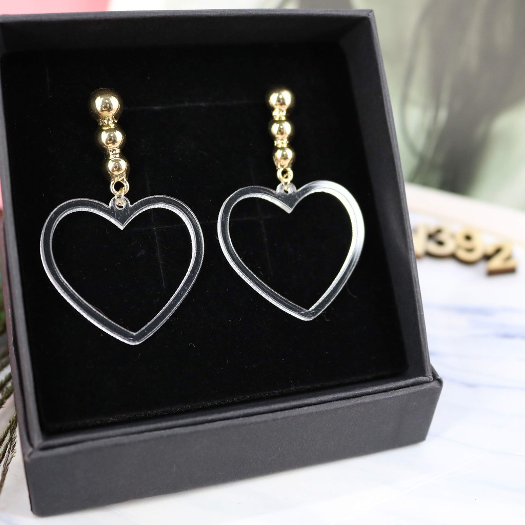 Bông tai trái tim ngôi sao cá tính - B750 B1092