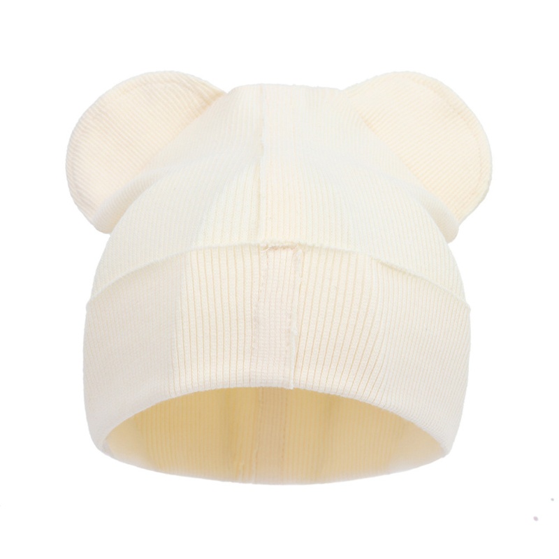 Bộ Găng Tay + Mũ + Găng Tay Dệt Kim Bằng Cotton Mềm Chống Trầy Hình Tai Gấu Dễ Thương Cho Bé Sơ Sinh