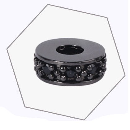 Hạt Đệm đính đá - Charm Phụ kiện trang sức xâu vòng tay nam nữ, chuỗi hạt bằng kim loại đồng zircon