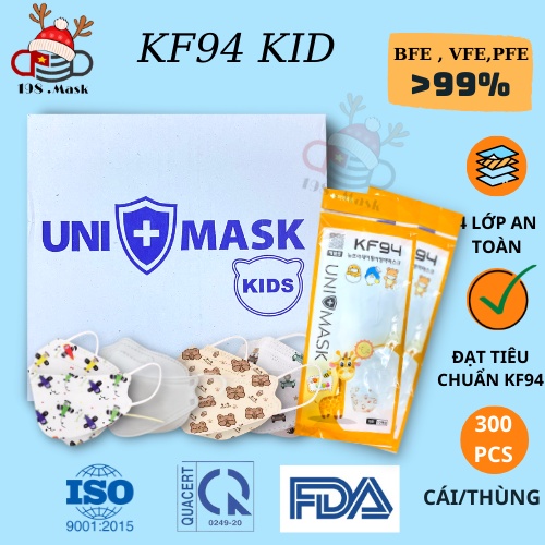 SỈ 1 THÙNG 300C KHẨU TRANG KF94 TRẺ EM UNI MASK XUẤT HÀN KHÁNG KHUẨN