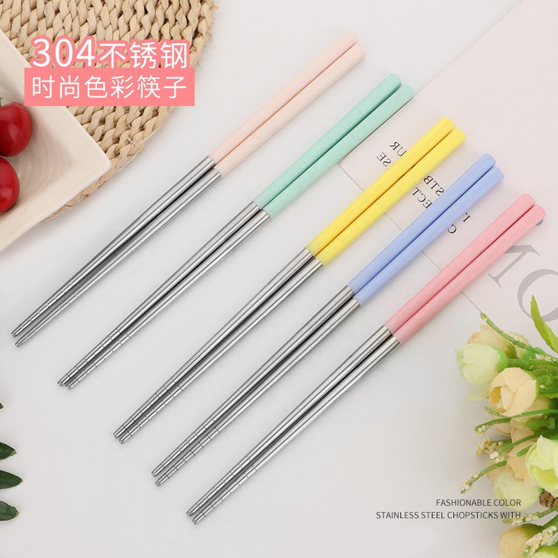 Đũa Ăn Lt999 Làm Từ Thép Không Gỉ 304 Chống Bỏng Nhiều Màu Sắc dễ Thương