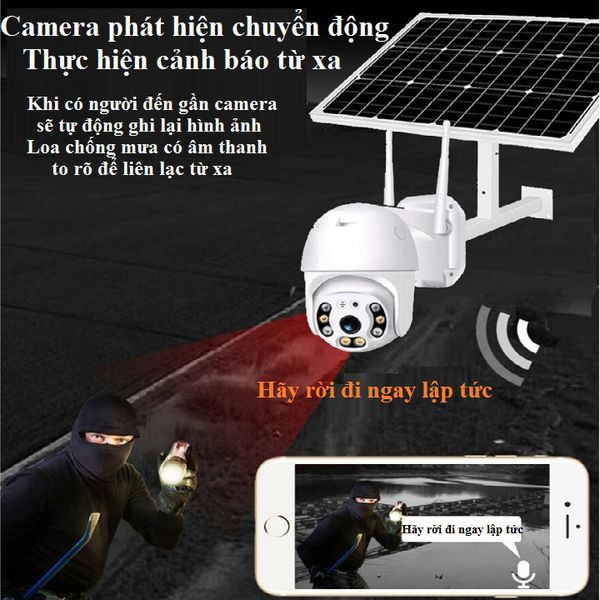 Camera năng lượng mặt trời dùng sim 4G Camera ngoài trời có hồng ngoại có đèn led hình ảnh ban đêm có màu